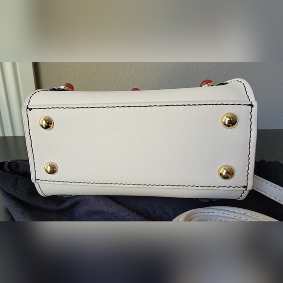 Zac Posen iconic floral appliqué leather Top handle leather crossbody bag- MINI - Picture 5 of 5